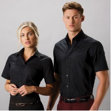 KK187 Premium Oxford shirt short-sleeved (tailored fit) Busch/ VFE logo